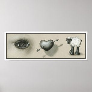 Poster Eye Heart Ewe imprimé