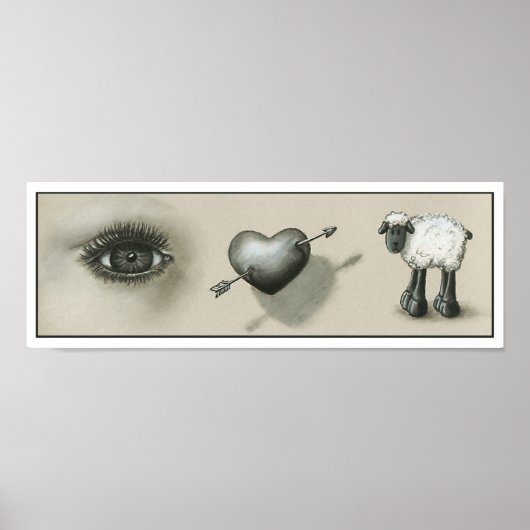 Poster Eye Heart Ewe imprimé (Devant)