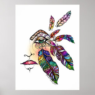 Poster EYE Love FEATHERS Imaginaire Art 18x24