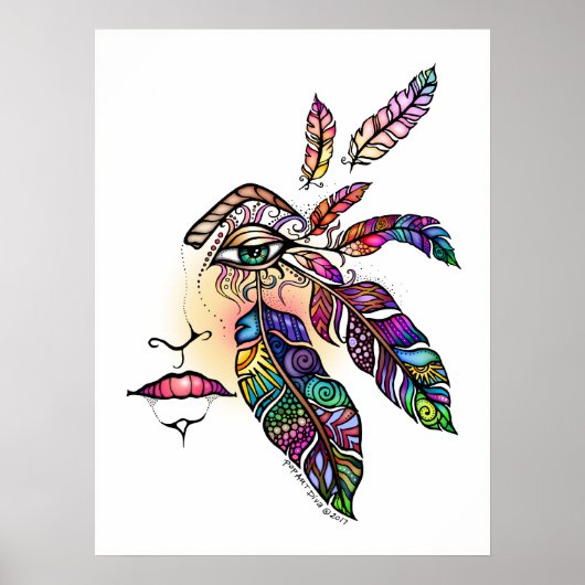 Poster EYE Love FEATHERS Imaginaire Art 18x24 (Devant)