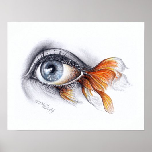 Poster Eye with fish tail Surreal drawing art (Devant)
