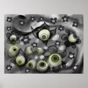 Poster Eyeball Ghosts Creepy Gothic Halloween Art