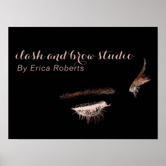 Poster Eyelash & Brow Maquillage Artiste Rose Gold Foil S (Devant)