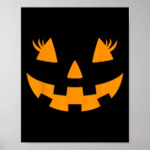 Poster Eyelashes Jack-o'-lantern Face Citrouille Hallowen (Devant)