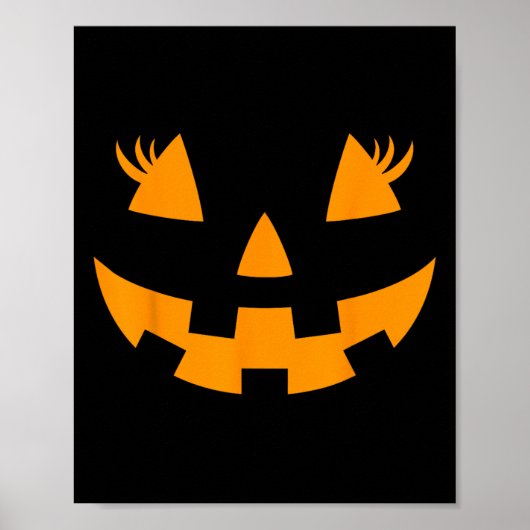 Poster Eyelashes Jack-o'-lantern Face Citrouille Hallowen (Devant)