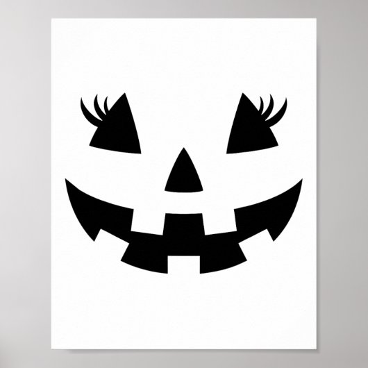 Poster Eyelashes Jack-o'-lantern Face Citrouille Hallowen (Devant)