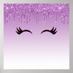 Poster Eyelashes rose et noir élégant sur Parties scintil