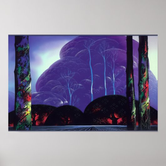 Poster Eyvind Earle - Coucher de soleil pourpre - 1996; (Devant)