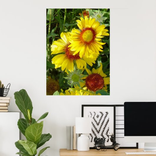 Poster F6 Fleurs sauvages jaunes Gaillardia (Bureau à domicile)