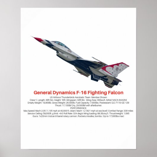 Poster F-16 Fighting Falcon Fighter Jet (Devant)