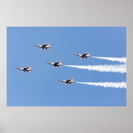 Poster F-16 Thunderbirds volant la formation à cinq carte (Devant)