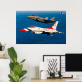 POSTER F-16C FALCON ET F-35A LIGHTNING II (Bureau à domicile)