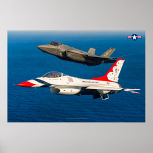POSTER F-16C FALCON ET F-35A LIGHTNING II