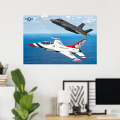 POSTER F-16C FALCON ET F-35A LIGHTNING II (Bureau à domicile)