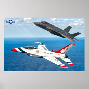 POSTER F-16C FALCON ET F-35A LIGHTNING II