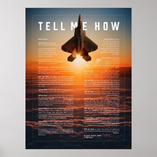 Poster F-22 Raptor avec Tell Me How ode au vol (Devant)