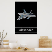 Poster F-22 Raptor Fighter Jet avec nom (Cuisine)