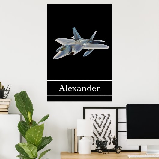 Poster F-22 Raptor Fighter Jet avec nom (Bureau à domicile)
