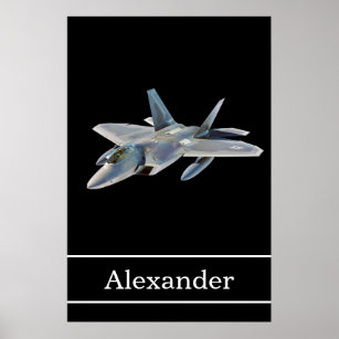 Poster F-22 Raptor Fighter Jet avec nom