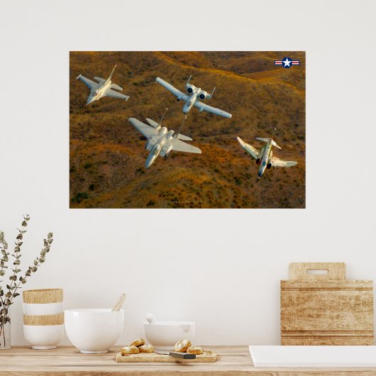 Poster F-4, F-16, F-15 et A-10 (Cuisine)
