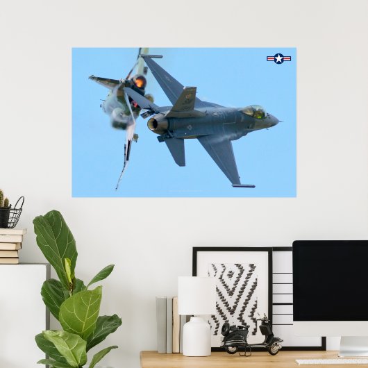 Poster F-4 PHANTOM et F-16 FALCON DE COMBAT (Bureau à domicile)