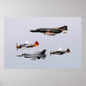 Poster F-4 Phantom, P-47 Thunderbolt, F-16 Fighting Falco (Devant)