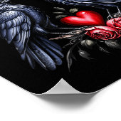 Poster F-caw-f Black Crow Black Bird Roses Heart Funny Va (Coin)
