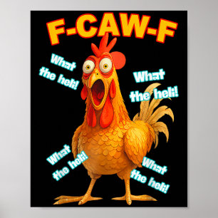 Poster F-caw-f Ce que le Heli Chicken drôle mème Vintage