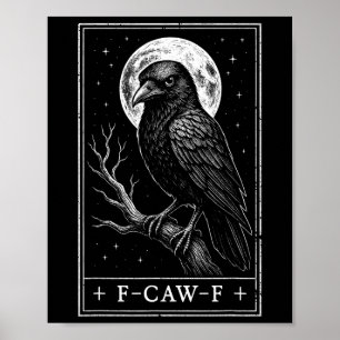 Poster F-caw-f Crow Tarot Card Drôle Gothique Halloween V
