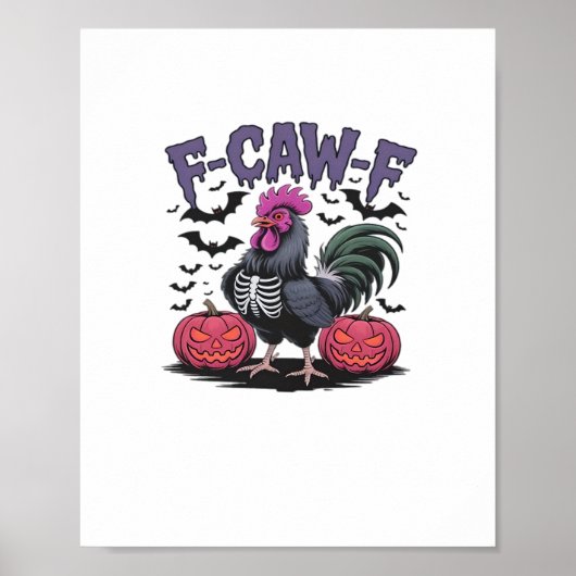 Poster F-Caw-F Funny Chicken Classic Retro Graphic (Devant)
