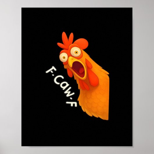 Poster F-Caw-F Poulet Rétro Classique (Devant)