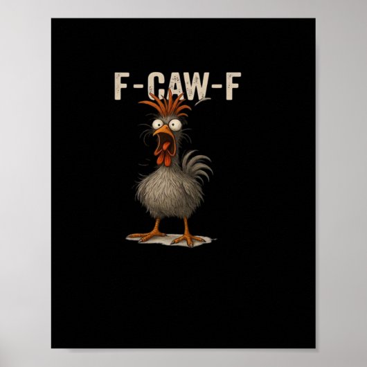 Poster F-Caw-F Poulet Rétro Classique (Devant)