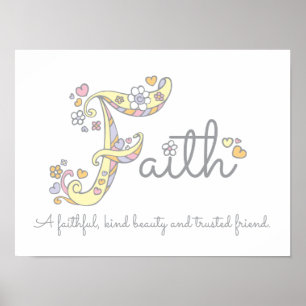 Poster F monogramme art Faith filles nom signifiant affic