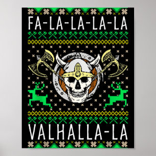 Poster Fa-la-la-la Valhalla-la Dieu Viking de Noël laid
