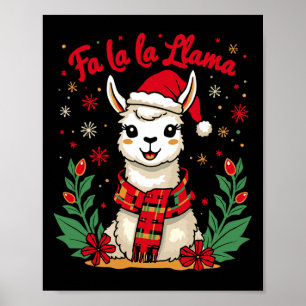 Poster Fa La La Llama Funny Llama Noël Alpaca Animal