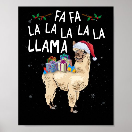 Poster Fa La Llama Llama Noël avec boîte de Noël (Devant)