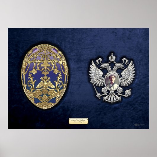 Poster Faberge Oeuf Tsarevich avec Surprise sur Velours B (Devant)
