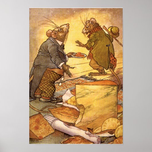 Poster Fable d'Esope vintage, Souris de campagne, Souris (Devant)