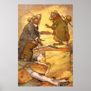 Poster Fable d'Ésope vintage, Souris des champs, Souris d