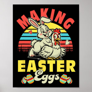 Poster Fabrication de œufs de Pâques Vintage Blague Coupl