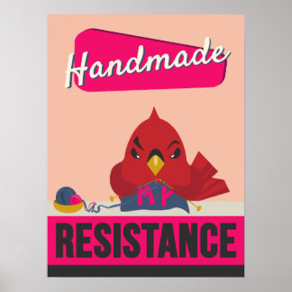 Poster Fabriqué à la main est ma résistance - Style rétro