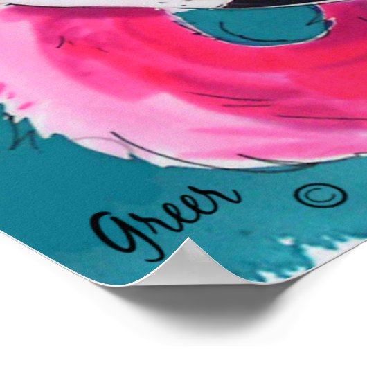 Poster Fabrique Flamant rose Oiseau Art tropical Imprimer (Coin)