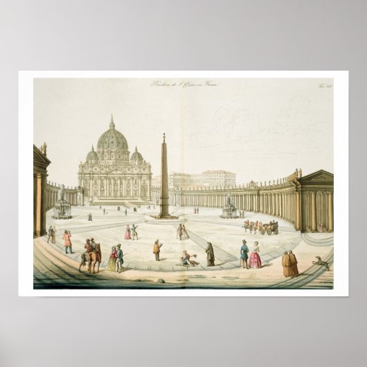 Poster Façade de Saint-Pierre à Rome avec Piazza in f (Devant)