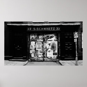 Poster FAÇADE vintage DE LA VIEILLE MAGASIN DANS LA RUE