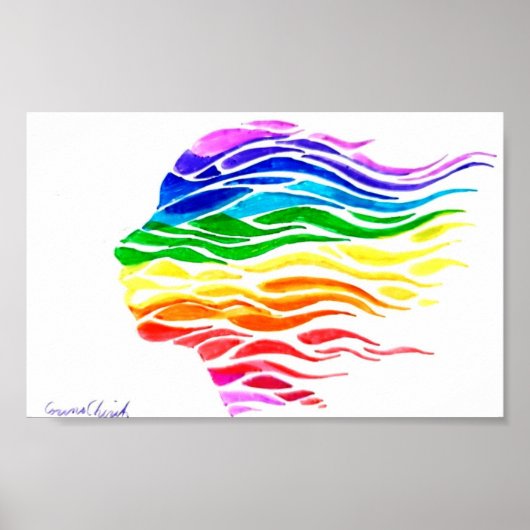 Poster Face arc-en-ciel (Devant)