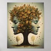 Poster Face D'Arbre Féminine Avec Feuilles (Devant)