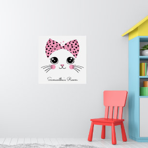 Poster Face de chat de texte personnalisé