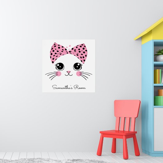 Poster Face de chat de texte personnalisé (Pépinière 1)