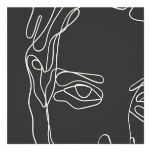 Poster Face de dessin minimaliste moderne à une ligne