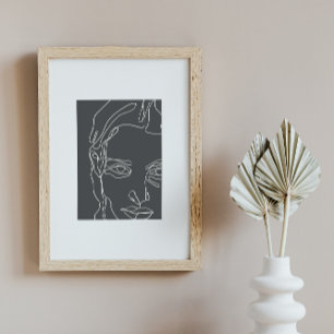 Poster Face de dessin minimaliste moderne à une ligne